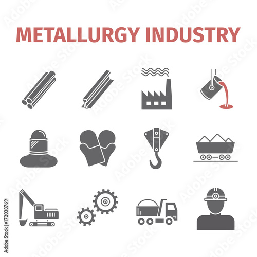 Metallurgy Vector Isolated Flat Icons Set