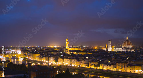 Panoramic view over the city of Florence from Michelangelo Square called Piazzale Michelangelo