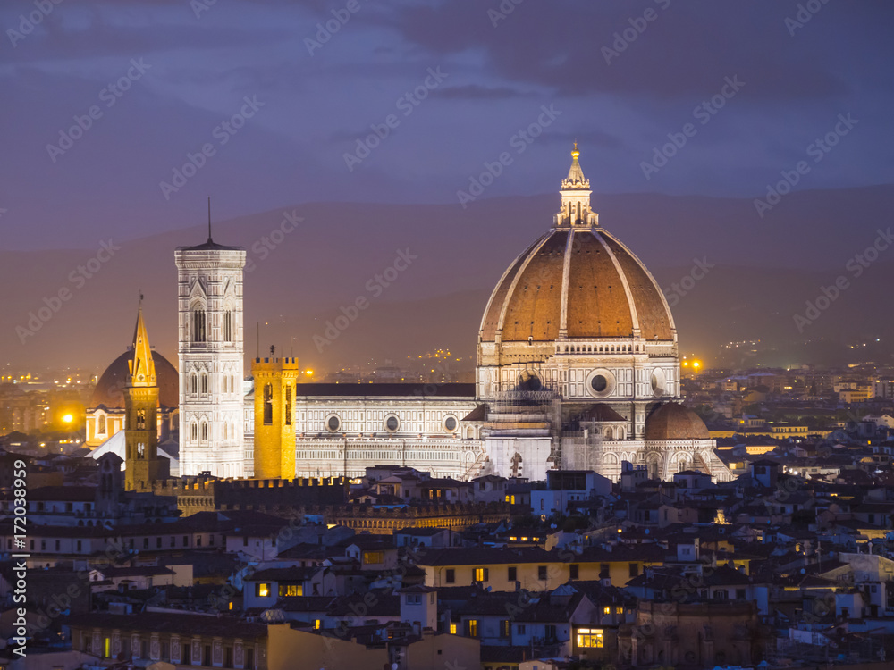 Panoramic view over the city of Florence from Michelangelo Square called Piazzale Michelangelo