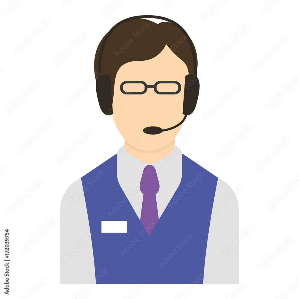 Vector illustration of a user with microphone . Support, help desk, voip Vector illustration of a user with microphone . Support, help desk, voip
