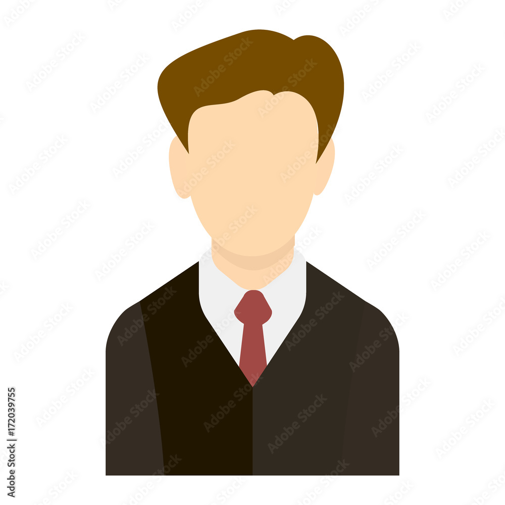 Vector Illustration of icon user in a brown suit with a red tie
