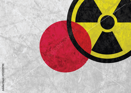  Japan flag with radiation sign