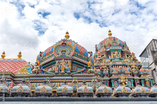 beautiful docoration of South Indian architecture style Hindu temple named, Wat Khaek or Sri Maha Mariamman or Maha Uma Devi, sweet tone filter effect photo