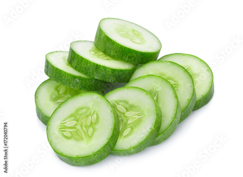 slice of cucumber isolated on white background