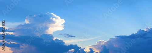 panorama blue sky vivid with cloud in summer Before sunset art of nature beautiful and copy space for add text © pramot48