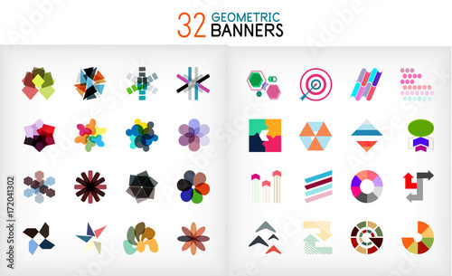 Vector colorful geometrical info banners