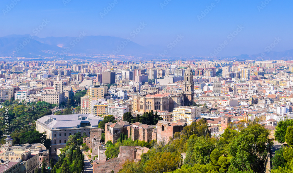 Malaga, Andalusia, Spain. 
Cityscape aerial view.