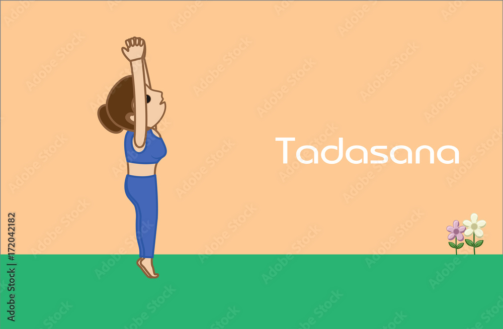 Yoga Cartoon Vector Pose - Tadasana Stock Vector | Adobe Stock