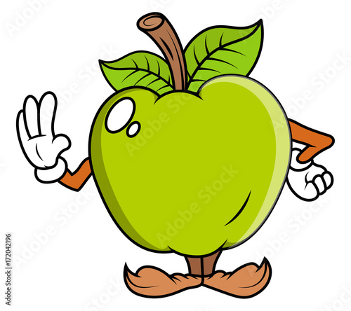 Green Cartoon Apple
