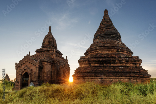 Beautiful view of Pagodas at sunset  Bagan  Myanmar