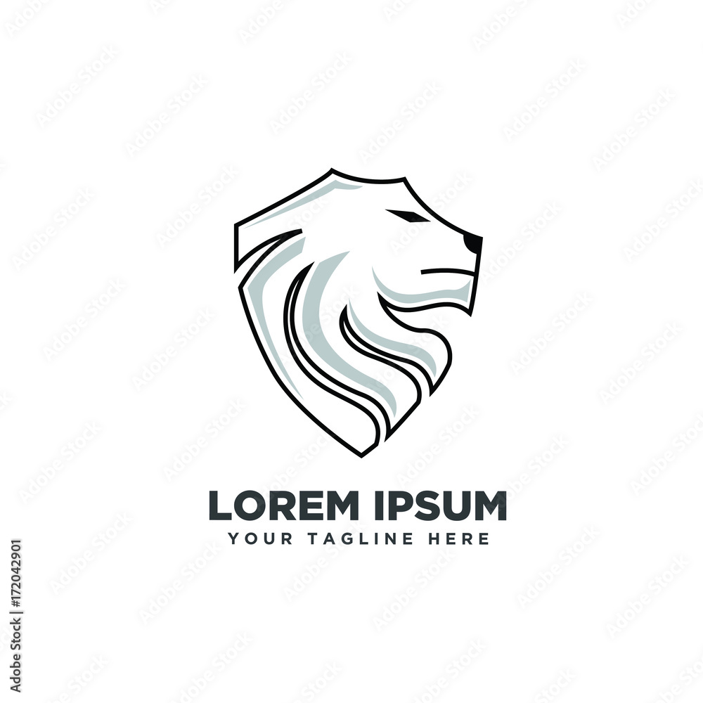 lion shield line art