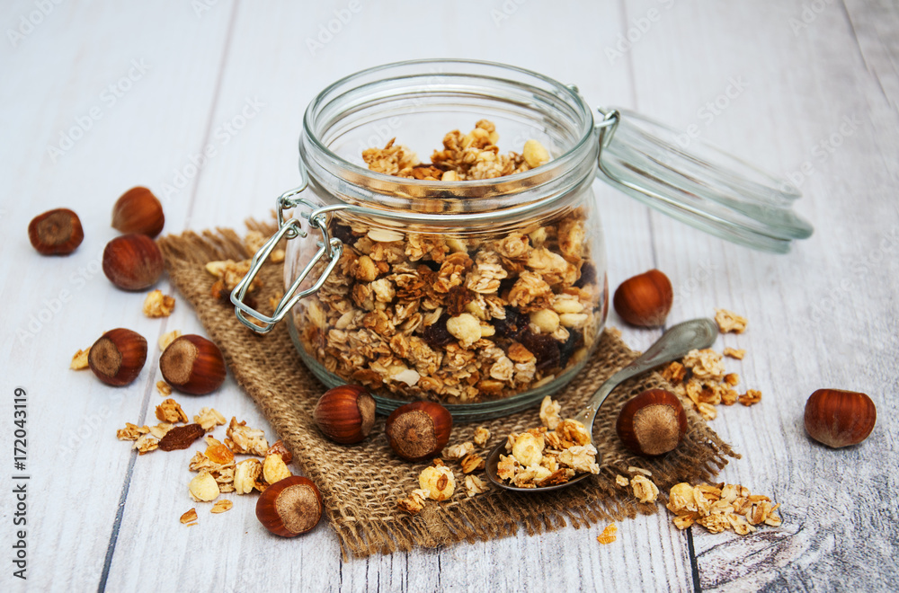homemade granola in jar