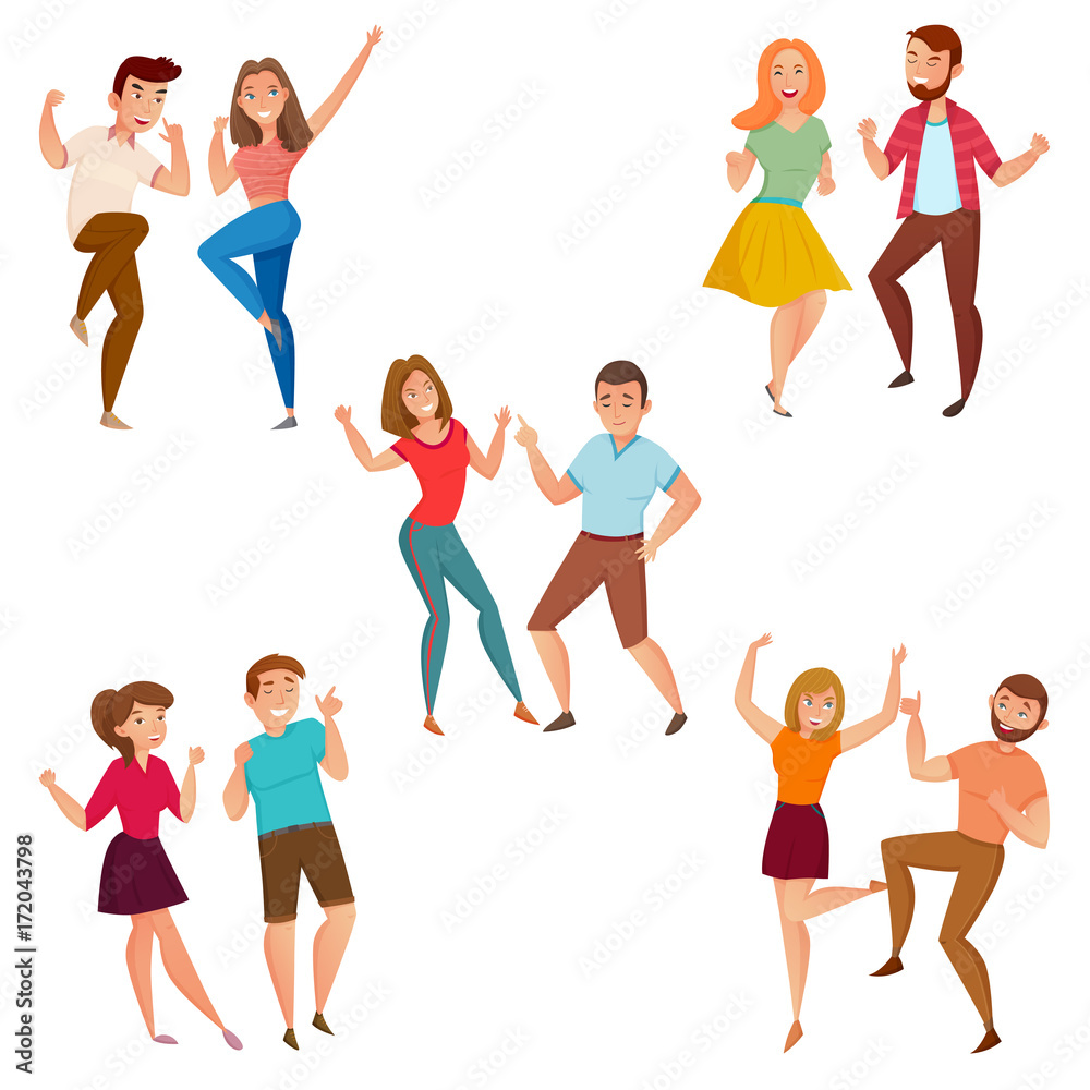 Fototapeta premium Dancing People 5 Icons Composition