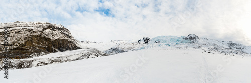 FALLJOKULL.('Falling Glacier') is an outlet glacier from the Vatnajokull ice cap, Iceland : Panorama view.