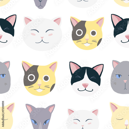 Fototapeta Naklejka Na Ścianę i Meble -  Nice cats vector pattern