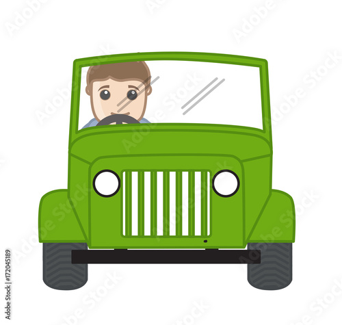 Cartoon Man Driving