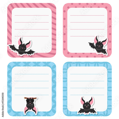 Cute cards or stickers with bat.
