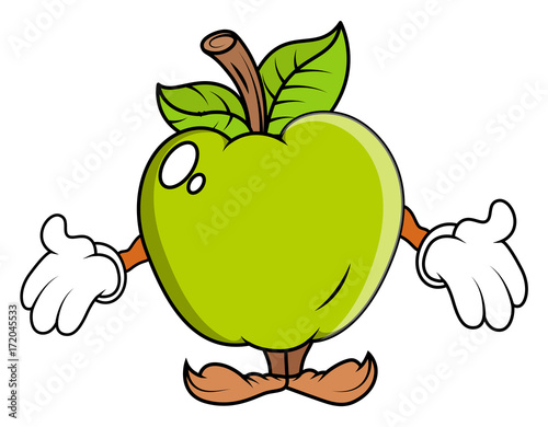 Cartoon Apple Presenting - clip-art vector illustration