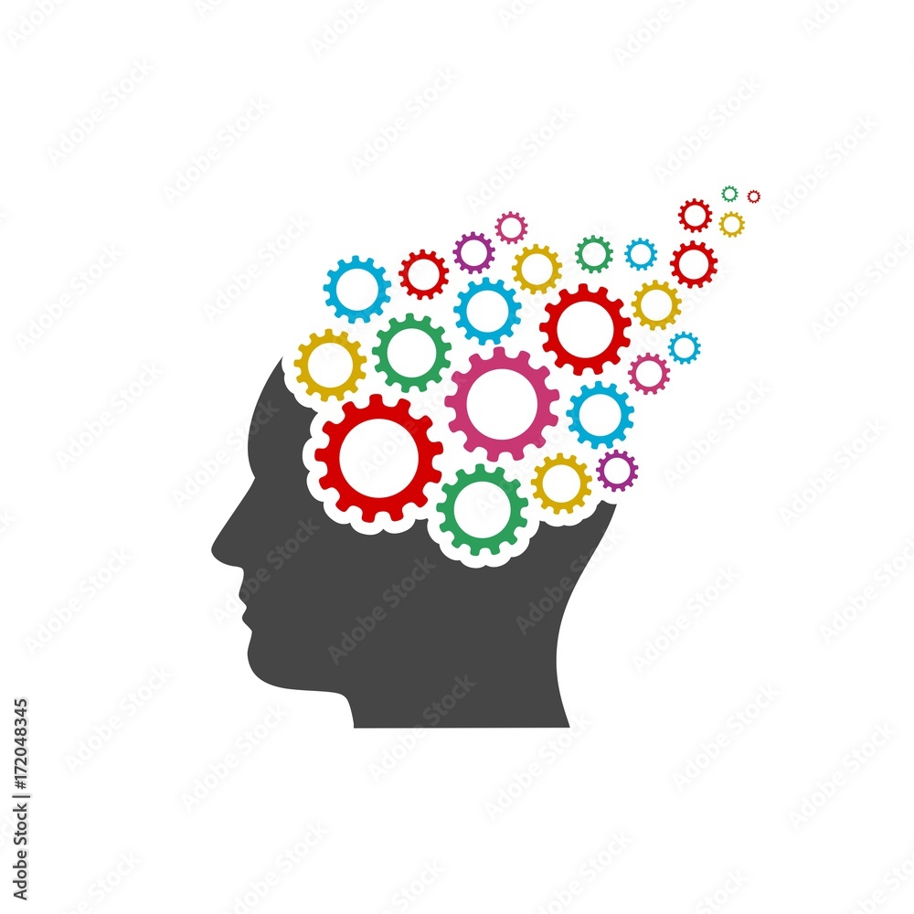 Head with gears concept Head with gears concept