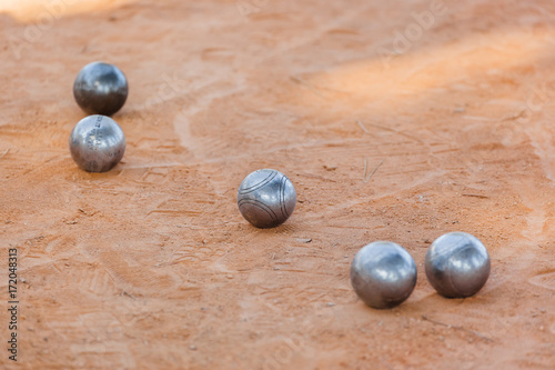 Petanque balls on the ground