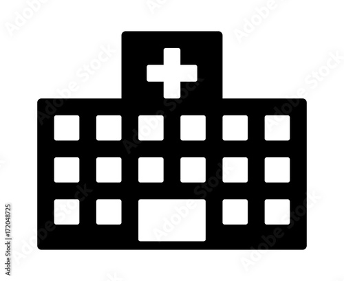 Large medical center or general hospital build flat vector icon for medical apps and websites