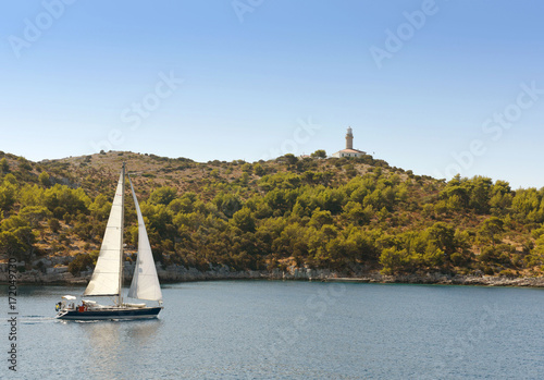 Lighthouse on Adriatic island of Lastovo, Croatia photo