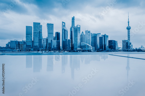 shanghai cityscape and skyline, copy space..