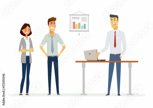 Collegues argue in the office - modern cartoon people characters illustration