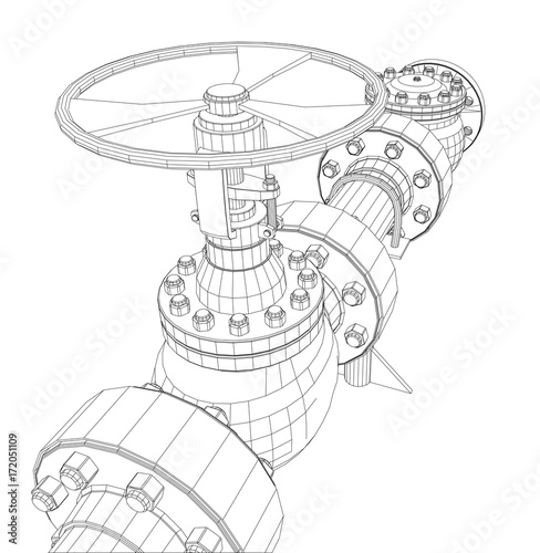 Industrial valve. Vector rendering of 3d