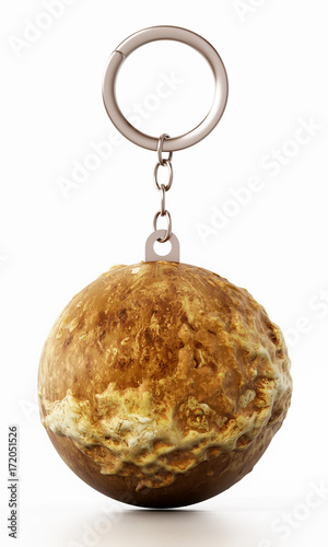 Fototapeta Naklejka Na Ścianę i Meble -  3D planet Mars connected to keychain. 3D illustration