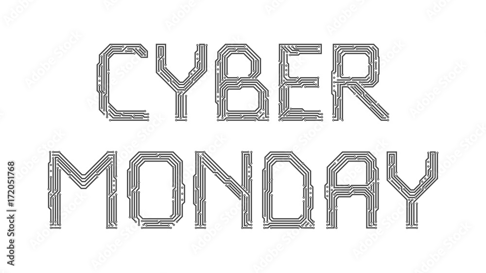 Cyber Monday from the letters of the printed circuit board