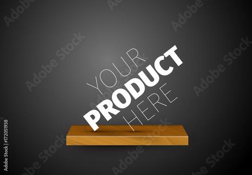 Vector wooden realistic bookshelf with your product