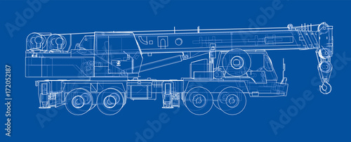 Mobile crane. Vector