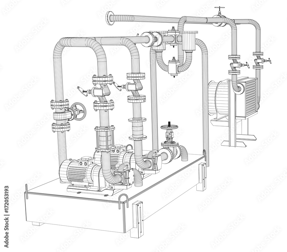 Wire-frame industrial equipment of oil pump