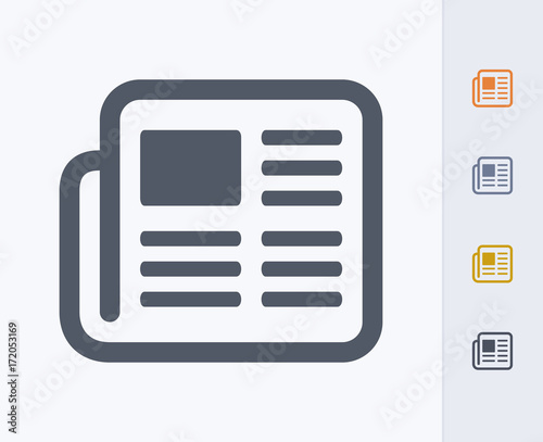 Newspaper - Carbon Icons. A professional, pixel-aligned icon  designed on a 32x32 pixel grid and redesigned on a 16x16 pixel grid for very small sizes.