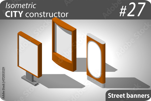 Set of modern isometric street placards
