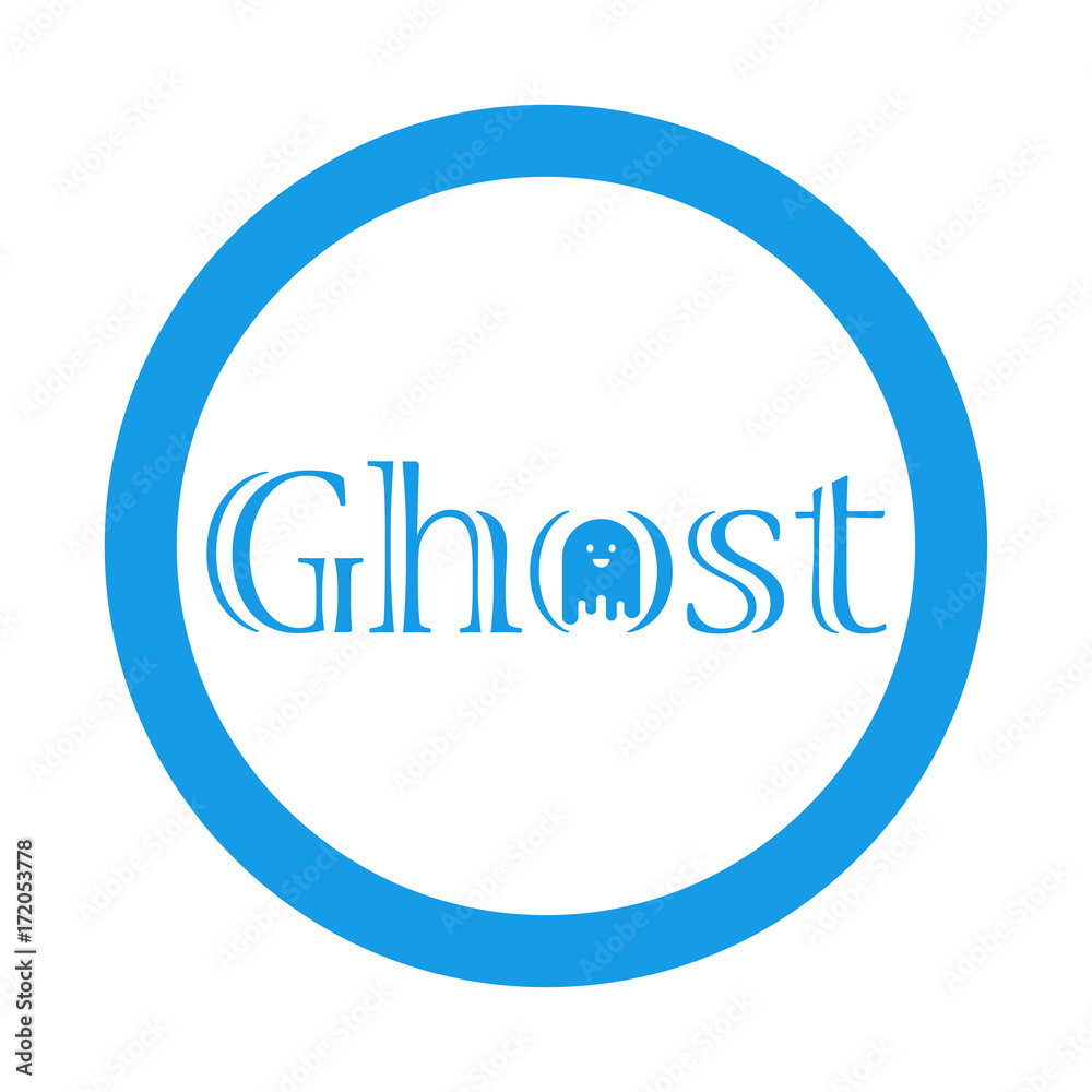 Icono plano Ghost en circulo color azul Icono plano Ghost en circulo color azul