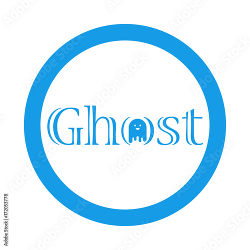 Icono plano Ghost en circulo color azul