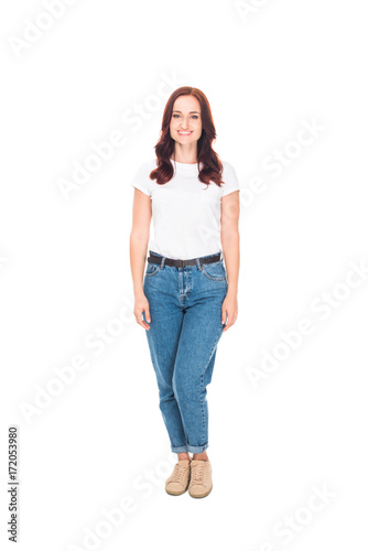 smiling girl in jeans