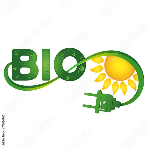 Bio symbol with electric plug and sun