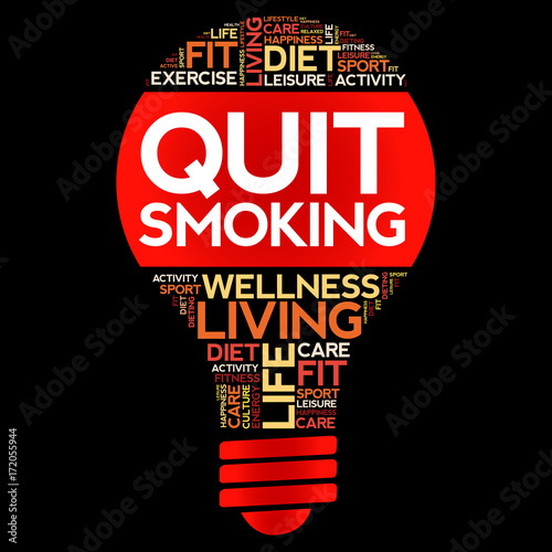 Quit Smoking bulb word cloud, health concept