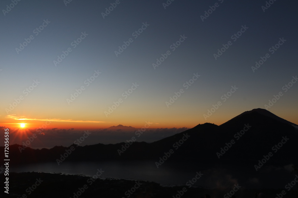 Vue levé de soleil, Mont Batur