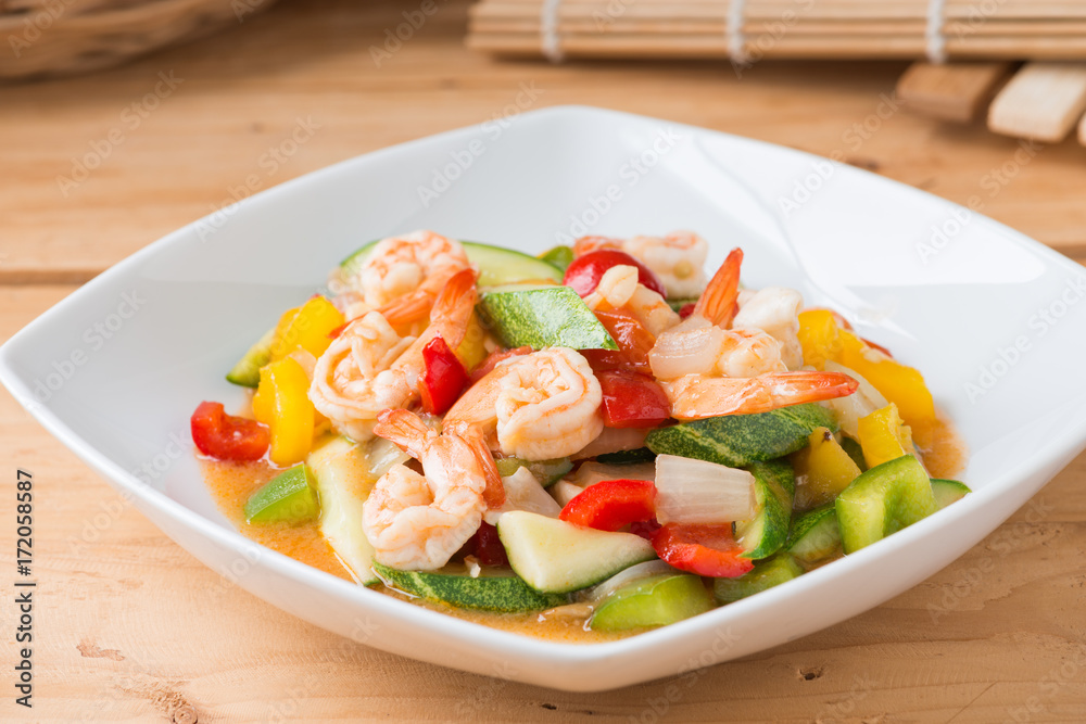 sweet and sour sauce fried with seafood shrimp squid sweet and sour sauce fried with seafood shrimp squid
