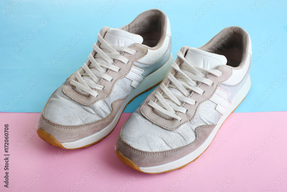 Naklejka premium One pair of silver sneakers
