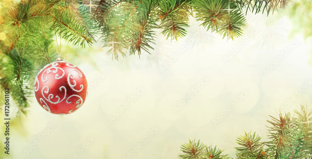 Christmas Background of Balls on the Christmas Tree