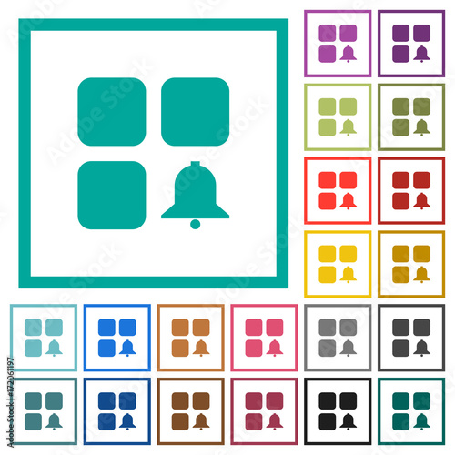 Component alert flat color icons with quadrant frames
