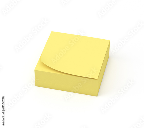 A pile of yellow sticky note reminders on a white background, 3D render