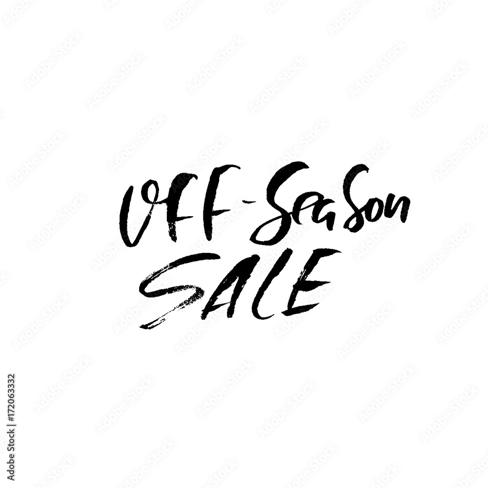 Off-season sale handwritten lettering. Grunge dry brush inscription. Typography banner. Hand drawn calligraphy. Vector illustration. Off-season sale handwritten lettering. Grunge dry brush inscription. Typography banner. Hand drawn calligraphy. Vector illustration.