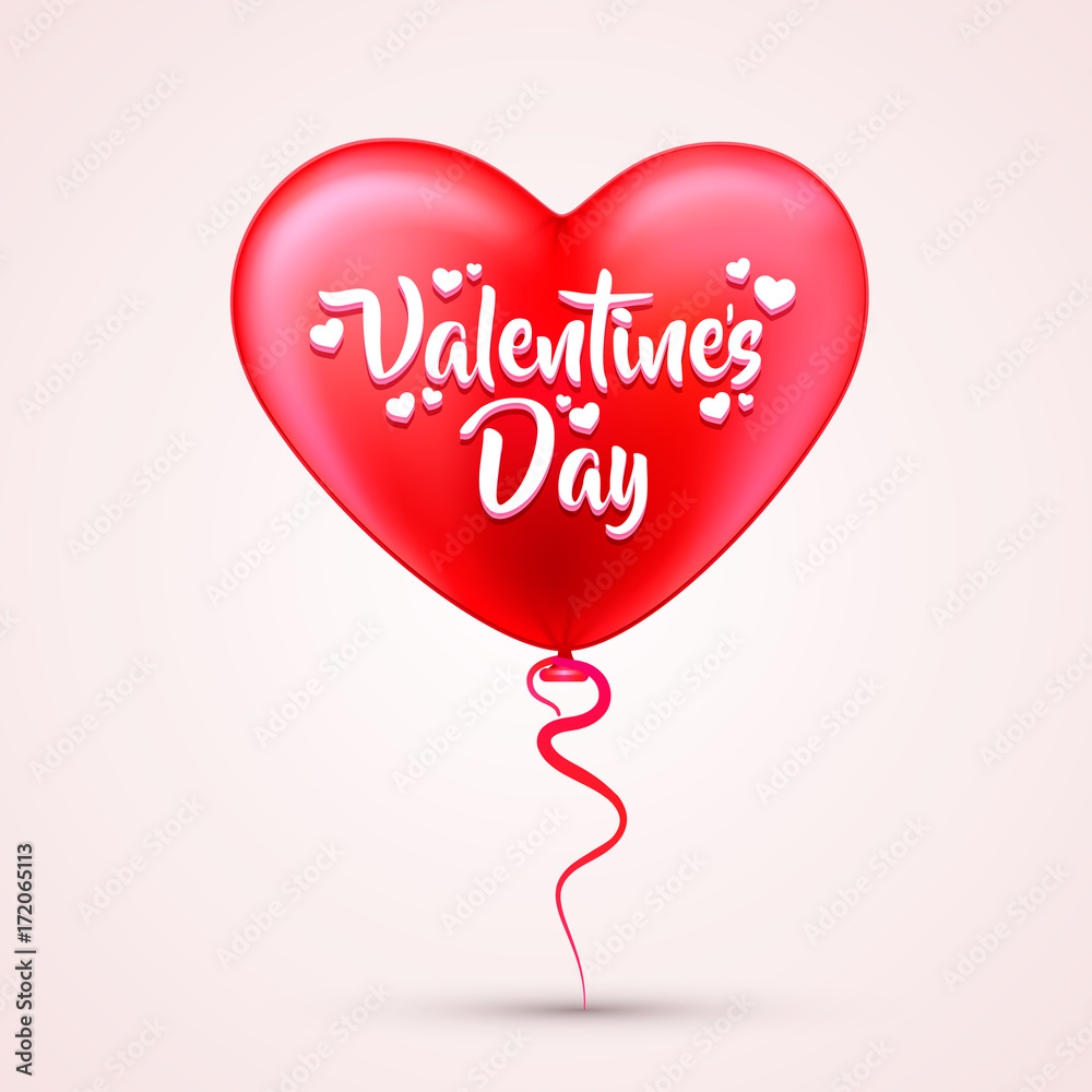 Vector red balloon in form of heart on light background. Vector red balloon in form of heart on light background.