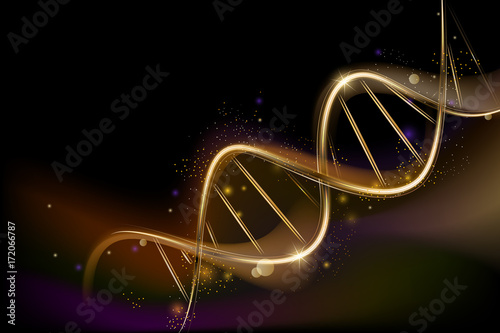 Background on medical subjects with spiral DNA. Popular science background. Scince illustration with DNA molecule.